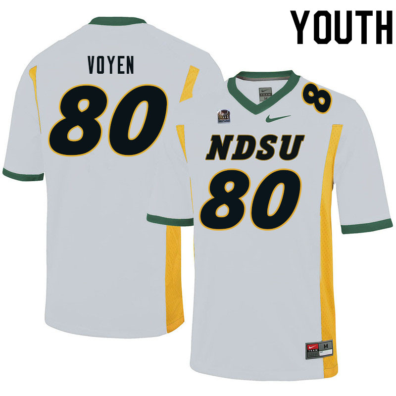 Youth #80 Andy Voyen North Dakota State Bison College Football Jerseys Sale-White
